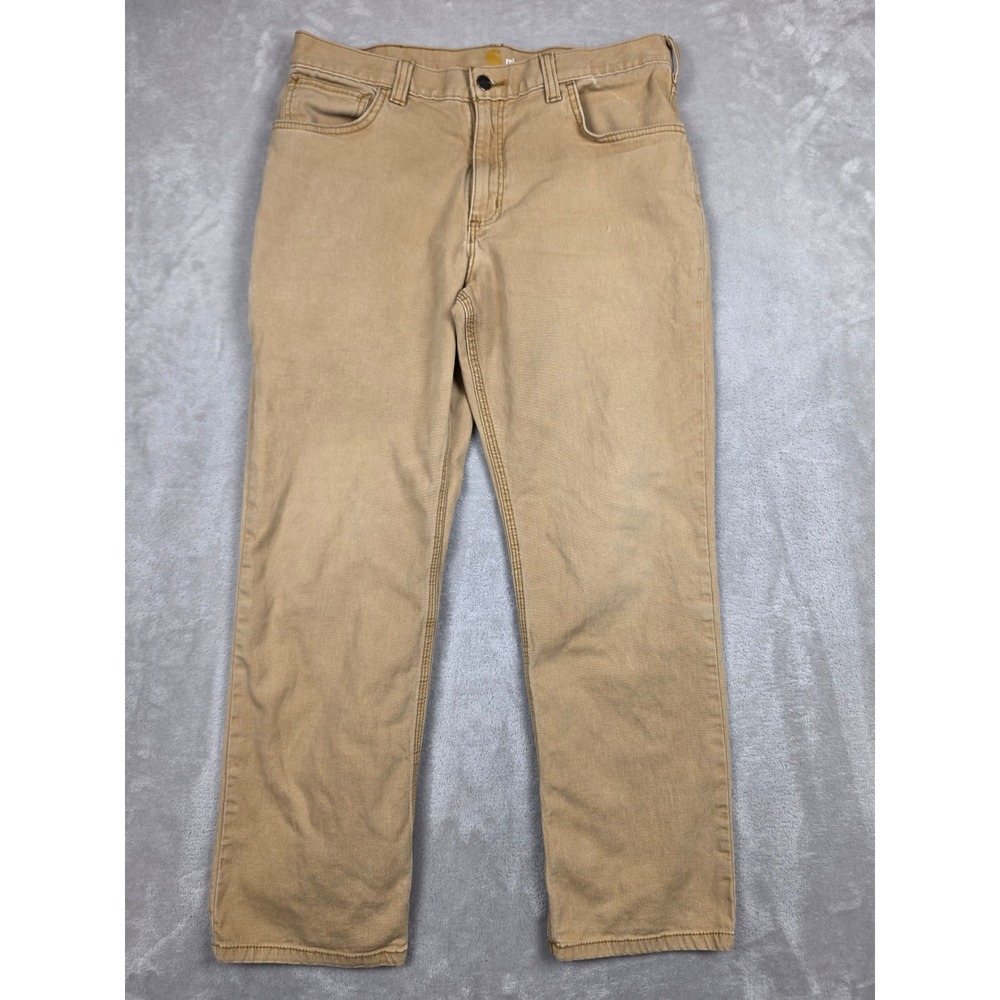 Carhartt Relaxed 5 Pocket Canvas Work Pants Mens 34x30 Fit 34x28 Tan Dungaree